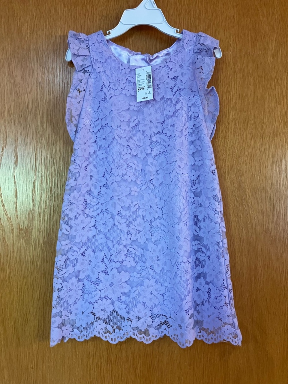 Lavender Lace Ruffle-Sleeve Dress, Size 4 Little Girl